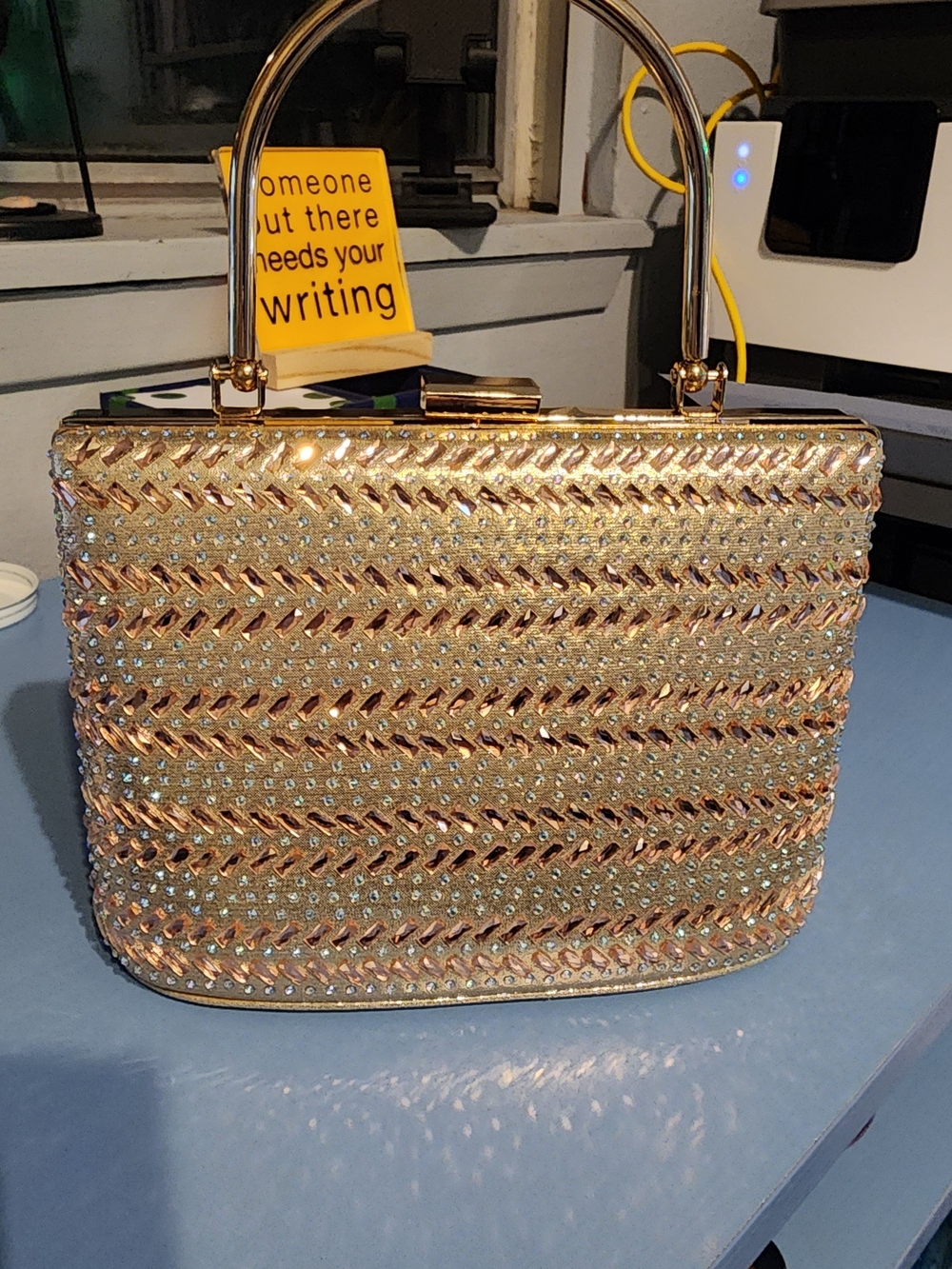 Prezzo Gold Beaded Evening Top-Handle Clutch - Picture 7 of 8